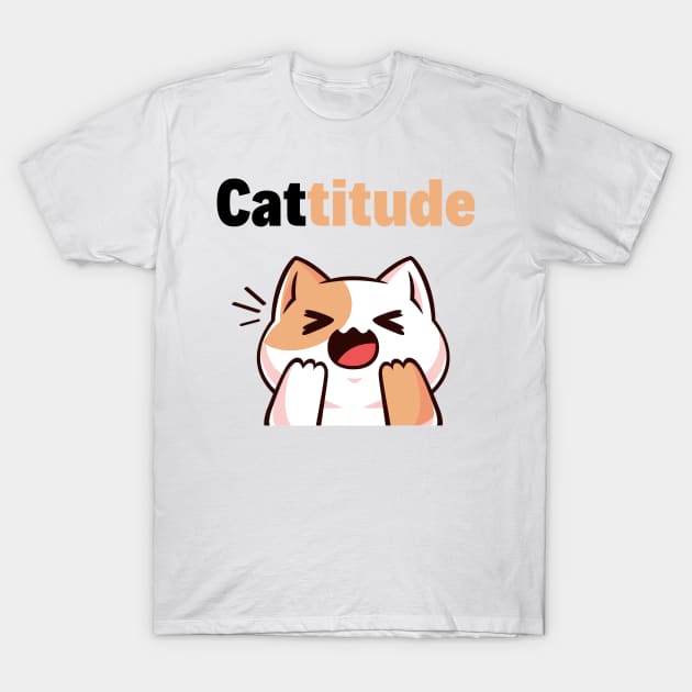 Moody Cat With A Cattitude T-Shirt by LetsGetInspired